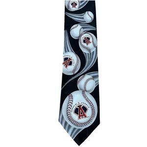 Vintage 2003 Ralph Marlin MLB Anaheim Angels Curve Ball Baseball Necktie Men's